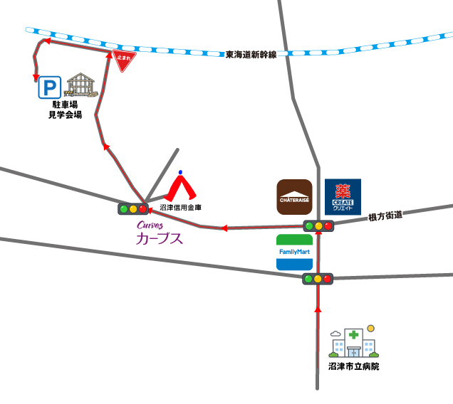 沼津市西椎路 完成見学会案内図